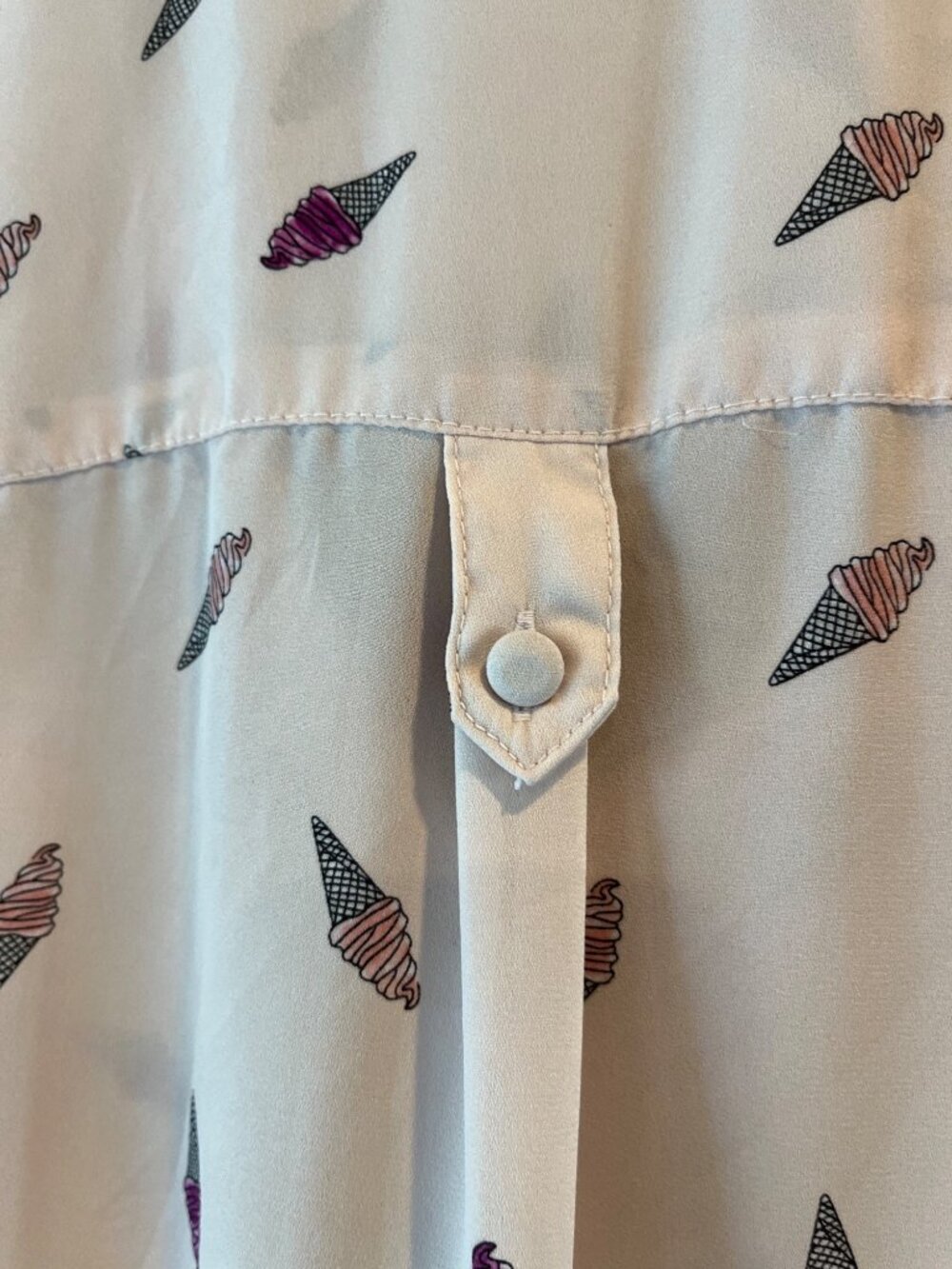Torrid Harper Ice Cream Cone Print Blouse 3X Lightweight Cream Button-Front Long - Picture 8 of 8